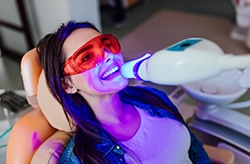 patient getting teeth whitening 