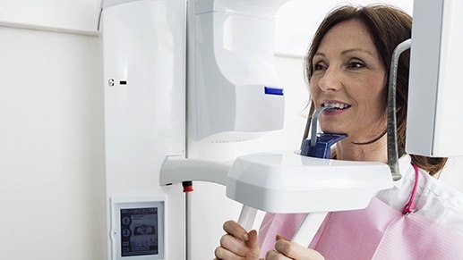 Woman receiving 3D cone beam scans