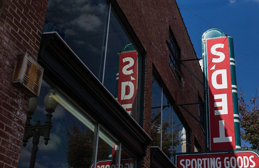 Ted's Sporting Goods sign