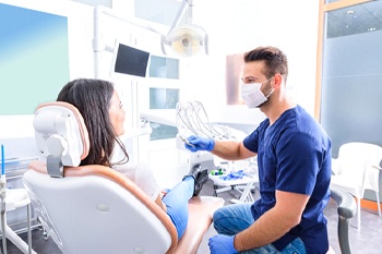 Woman at routine dental appointment