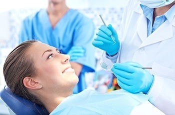 Woman receiving dental care