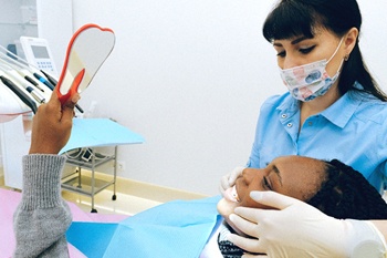 Woman at Delta Dental dentist in Columbia