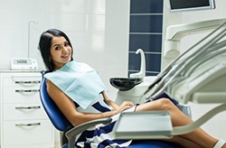 Woman visiting her Columbia implant dentist 