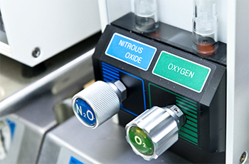 nitrous oxide machine in a dental office