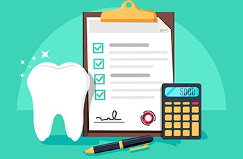 Tooth lying next to insurance forms