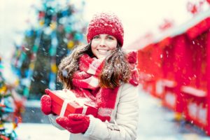 woman holding gift