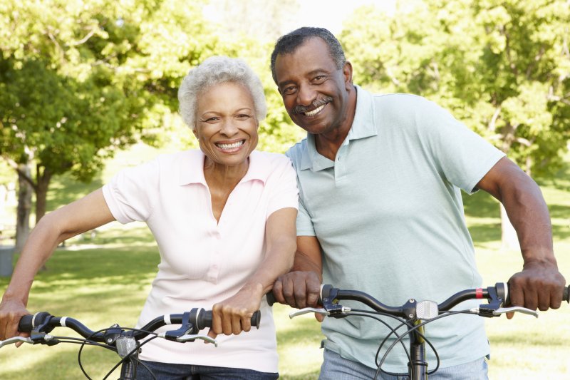 Couple with dental implants