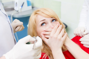 a patient suffering from a dental phobia 