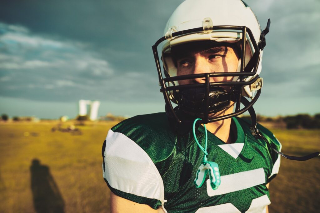 closeup of football player