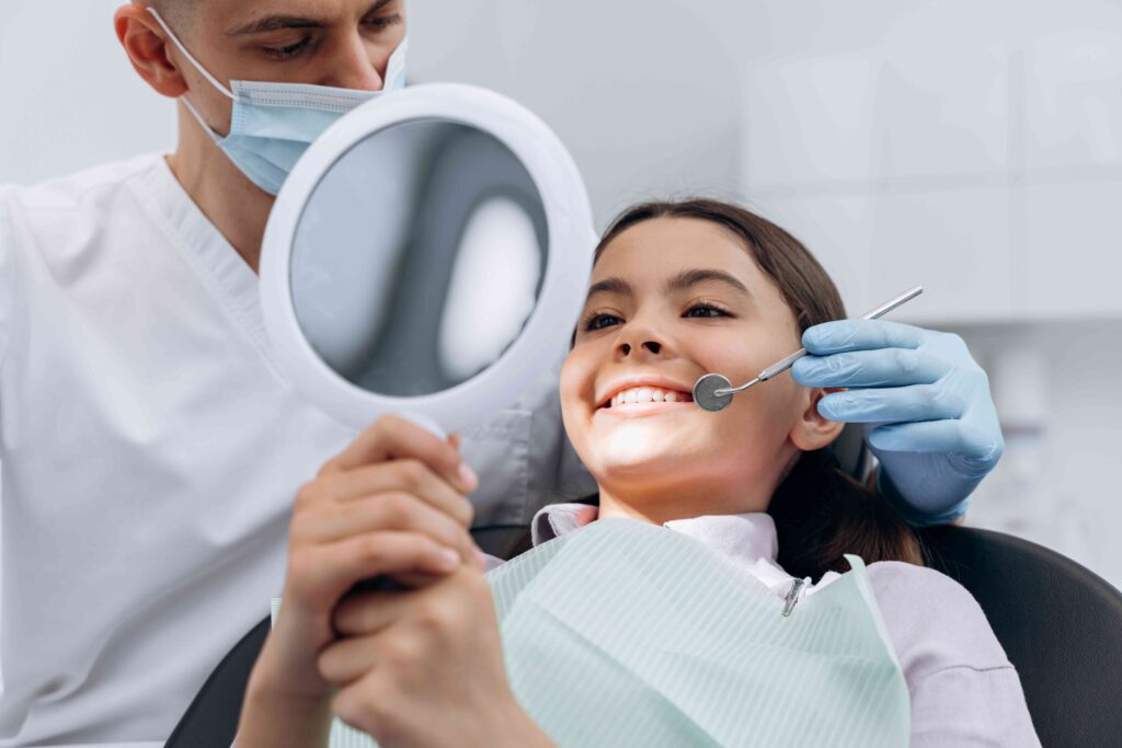 Teeth smiling at the dentist